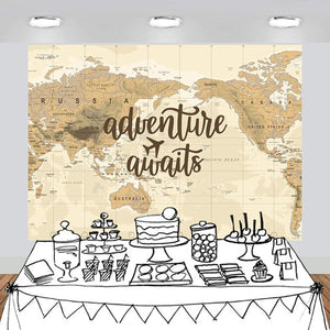 Adventure Awaits Backdrop Dessert Table Decoration Photography Background 7x5 feet