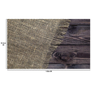 Rustic Distressed Burlap and Wood Backdrop Photography Background 5x3feet #1812